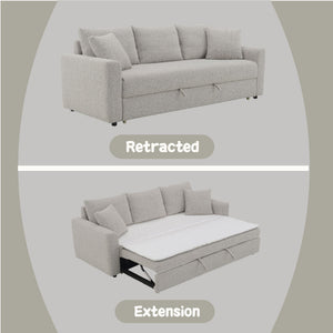 Connie - Boucle Sleeper Sectional Sofa With 2 Toss Pillows - Beige - Best Buy Furniture
