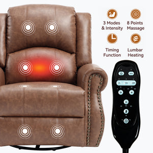 Heat Massage Manual Recliner Chair with Rocker and Swivel
