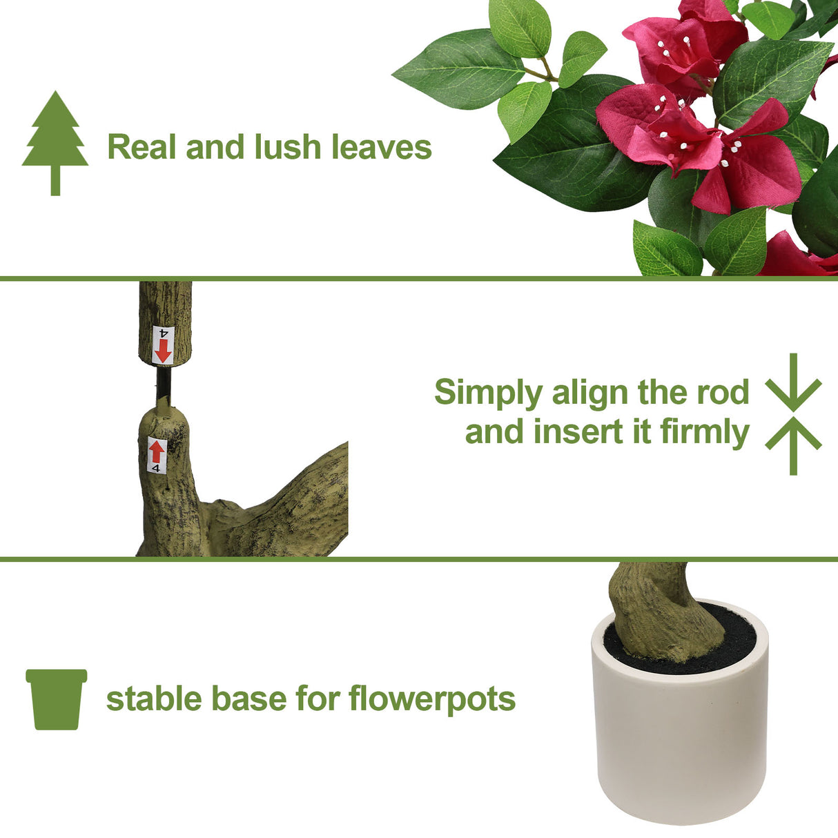 7Ft Artificial Bougainvillea Tree with Realistic Rose