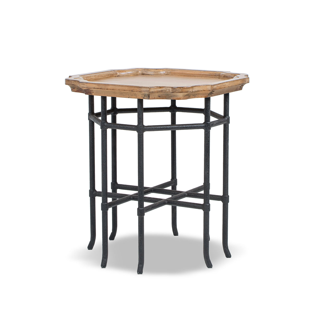 Foundry 24" Square Reclaimed Pine Wood & Iron Side Table Antique