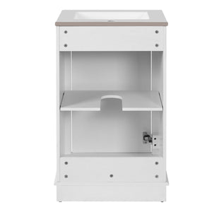 Bathroom Vanity With Sink, Freestanding Single Cabinet Set, Soft Close Door, Adjustable Shelf