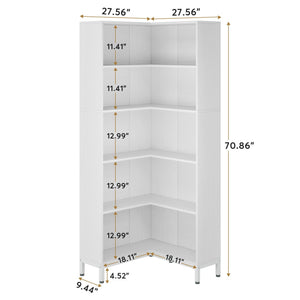L-Shaped Bookcase, 5 Tier Freestanding Corner Bookshelf