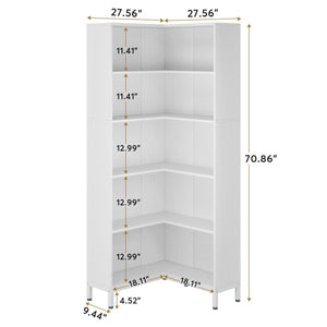 L-Shaped Bookcase, 5 Tier Freestanding Corner Bookshelf
