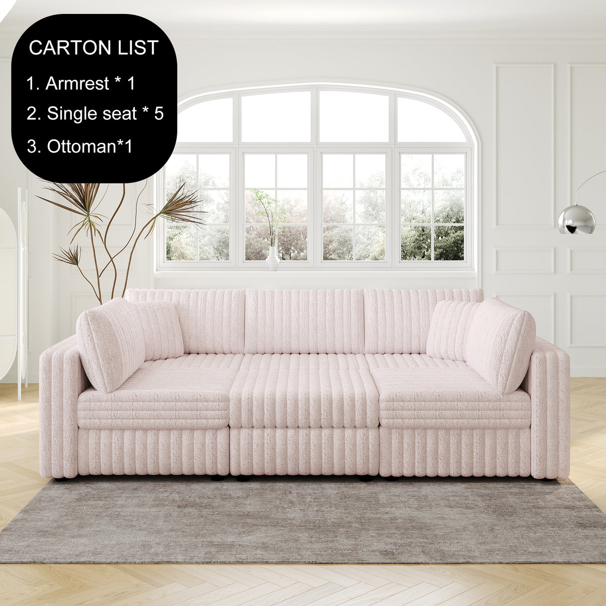106.3" Soft U-Shaped 6-Person Sofa with Matching Ottoman