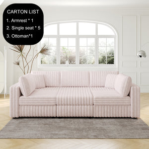 106.3" Soft U-Shaped 6-Person Sofa with Matching Ottoman