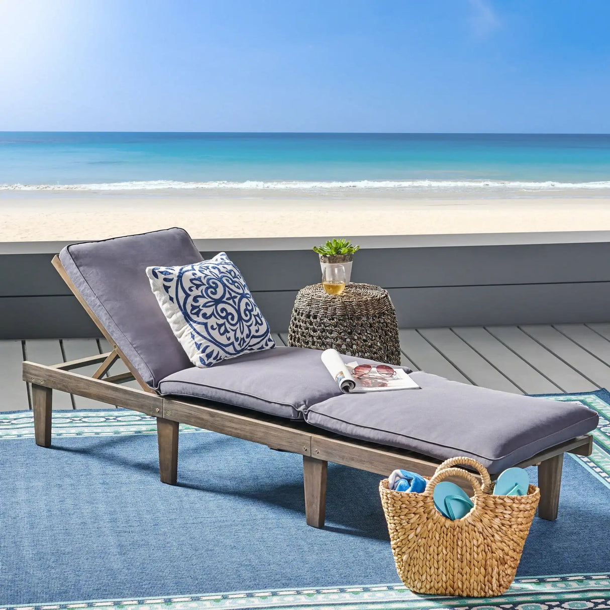 Ariana - Wood Chaise Lounge With Cushion - Best Buy Furniture