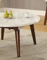Gasha - Coffee Table - White Marble / Walnut - Best Buy Furniture