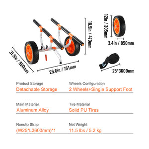 Heavy Duty Kayak Cart, 450lbs Load Capacity