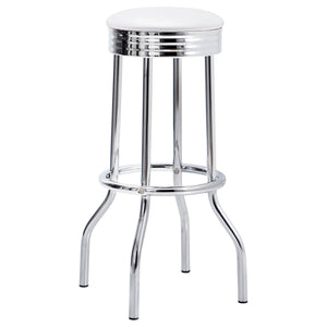 Midge - 3 Piece Round 1950S Bistro Pub Bar Table Set With Upholstery - White