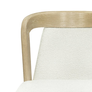 Upholstered Backrest Armless Dining Chairs (Natural Ash + Beige)