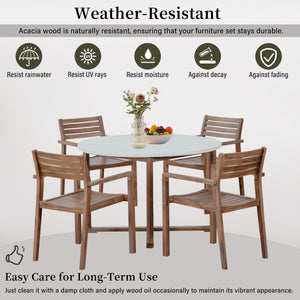 U_STYLE 5-Piece Outdoor Dining Set with Acacia Wood Chairs