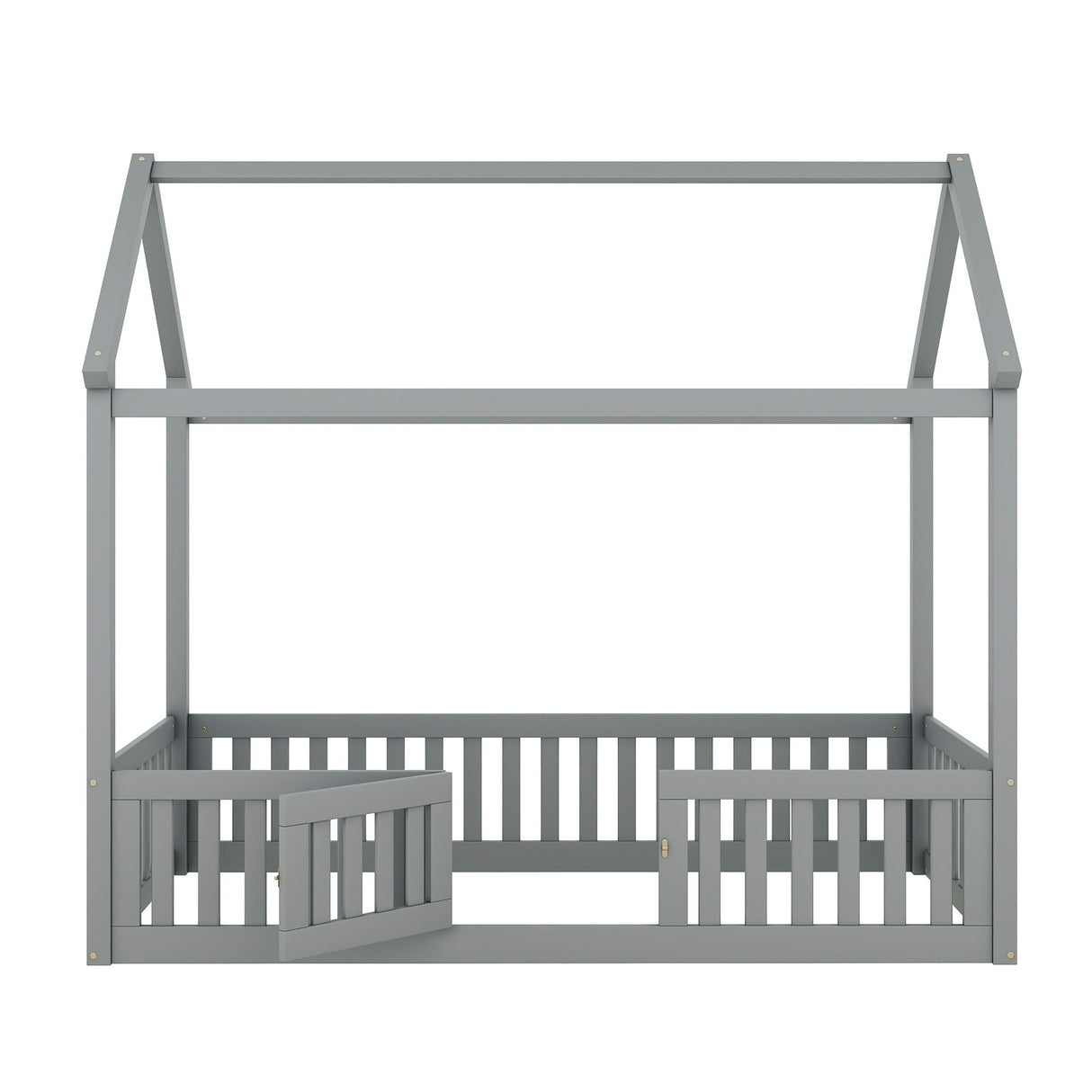 Wood House Bed With Fence And Door