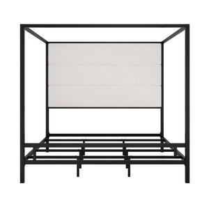 Canopy Bed With Tall Upholstered Headboard, 4 Poster Frame