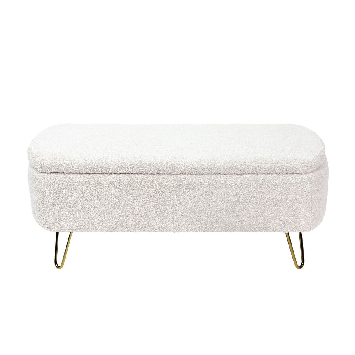 Storage Ottoman Bench For End Of Bed Legs, Modern Camel Faux Fur Entryway Bench Upholstered Padded With Storage For Living Room Bedroom