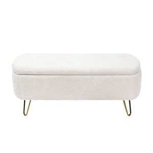 Storage Ottoman Bench For End Of Bed Legs, Modern Camel Faux Fur Entryway Bench Upholstered Padded With Storage For Living Room Bedroom