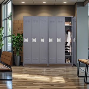 3 Door Lockers With Lock For Home, Gym, Office, School, And Garage - Gray