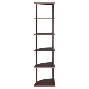 Corner Bookcase With 5 Shelves, Compact Design For Living Room - Cappuccino