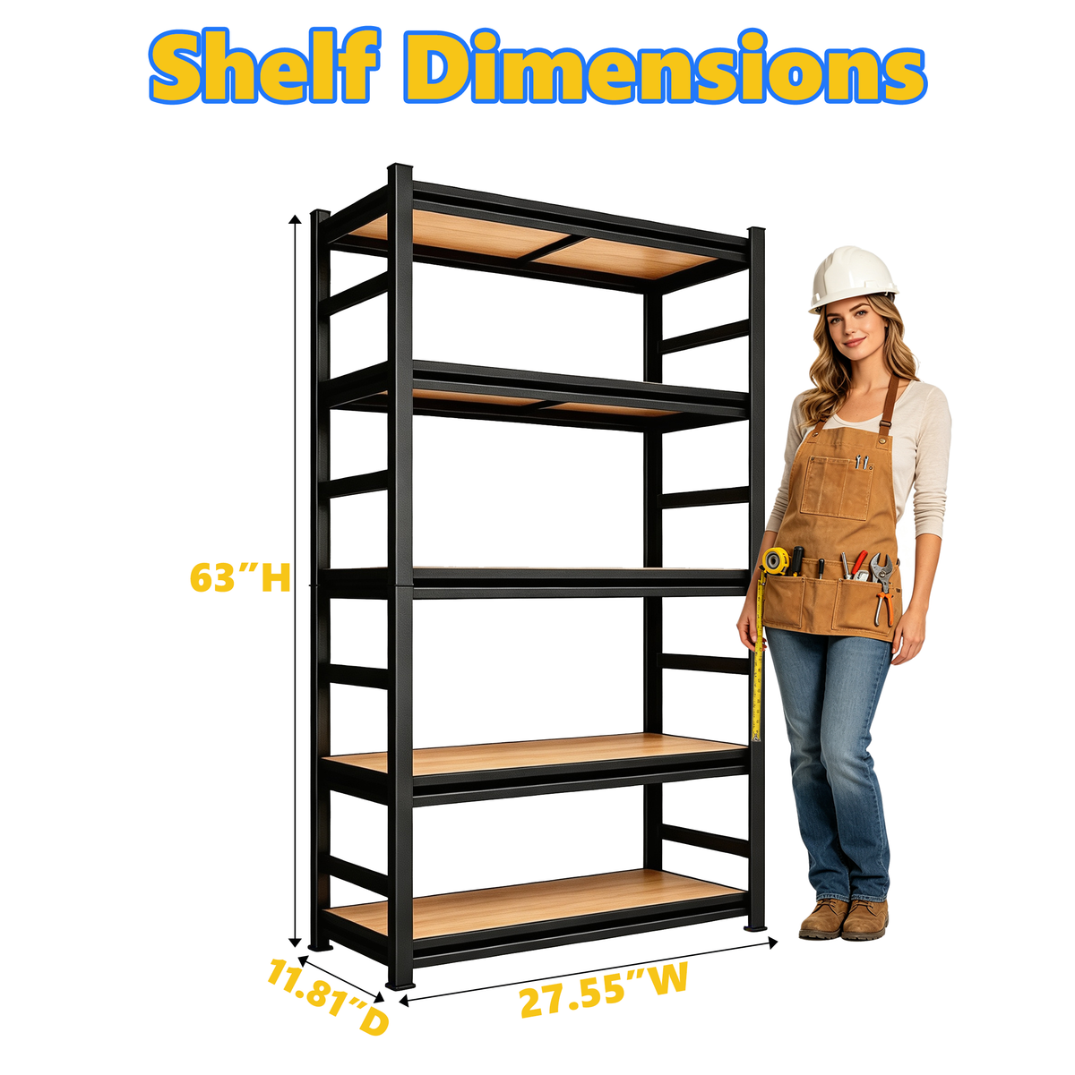 63-Inch Height Storage Shelving Unit with Adjustable Shelves