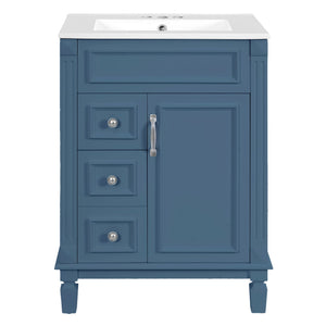 Bathroom Vanity With Sink, Compact Cabinet & 2 Drawers And Adjustable Shelf