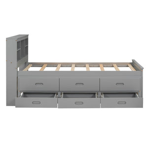 Platform Bed With Storage Headboard, USB, Trundle And 3 Drawers