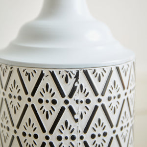 Modern Floor Vase Set Metal Vases With Geometric Pattern, 3 Piece Home Decor Set - White / Black