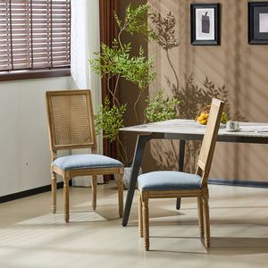 French Country Dining Chair With Rectangular Cane Backrest And Smooth Upholstered Seating - Best Buy Furniture