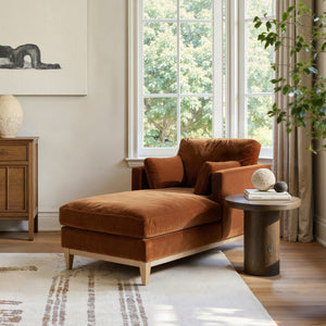 Knox 65" Modern Farmhouse Chaise Lounge Chair, Burnt