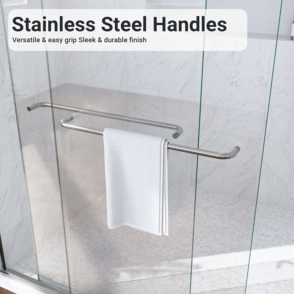 56-60"W x 60"H Semi-Frameless Double Sliding Shower Door