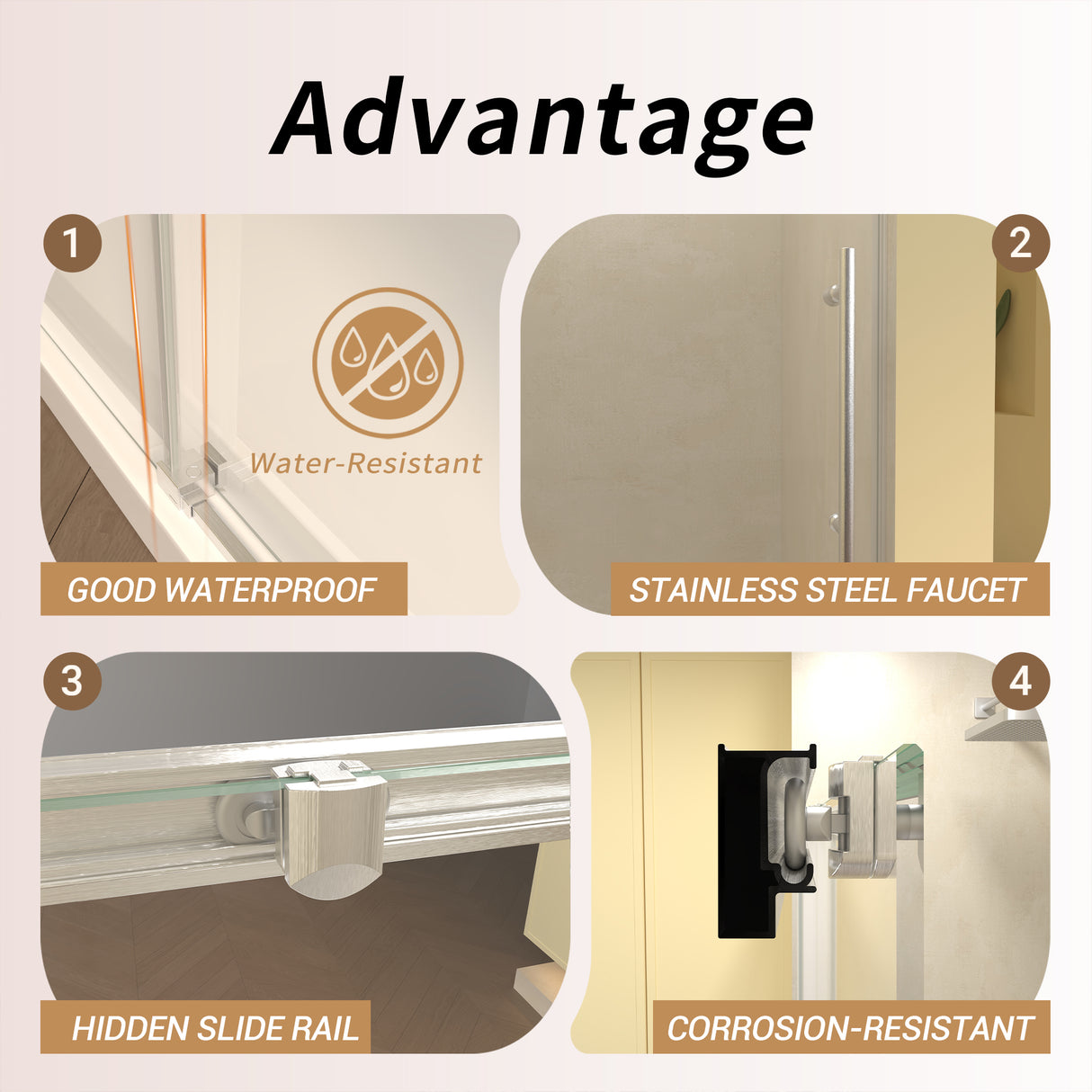 48" Single Sliding Shower Door