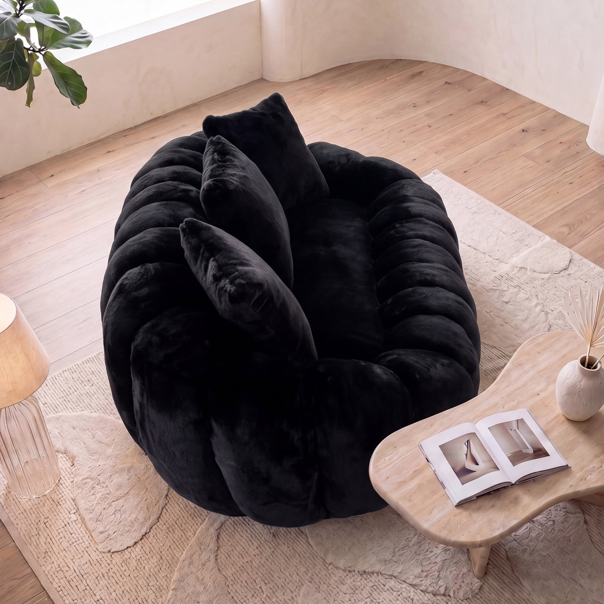 Floral-Shaped Ultra-Soft Faux Fur Two-Seater Sofa