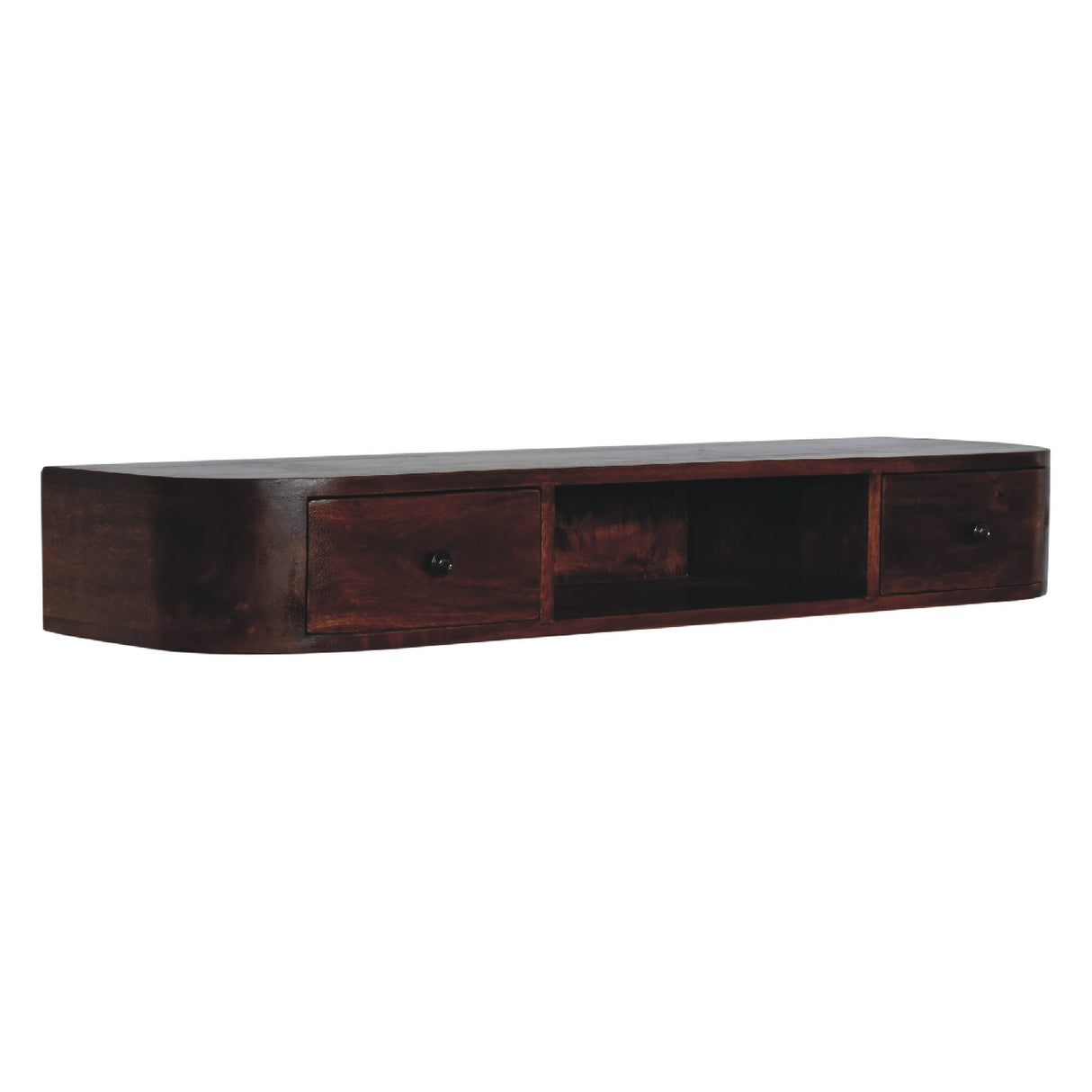 Solid Wood Lunar 2-Drawer Floating Console, 1 Open-slot