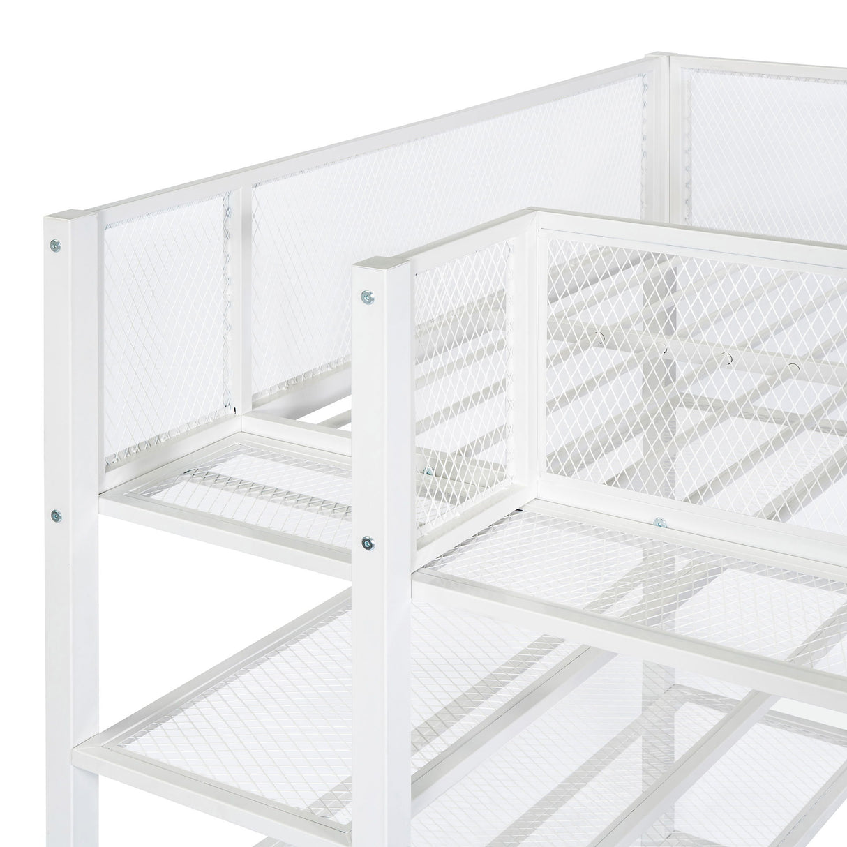 Loft Bed With 4 Tier Shelves And Storage