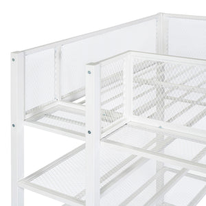 Loft Bed With 4 Tier Shelves And Storage