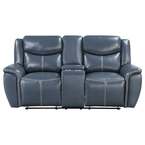 Stanwicke - 2 Piece Motion Reclining Sofa Set With Contrast Stitching - Blue