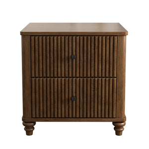 Modern Fluted Nightstand With 3 Drawers