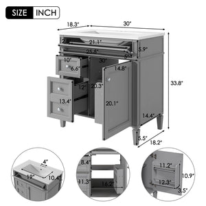 Bathroom Vanity With Top Sink, Storage Cabinet With 2 Drawers, Tip Out Drawer