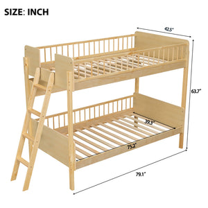 Bunk Bed With 3 Storage Shelves, Adjustable Ladder Left Or Right
