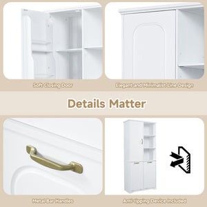 Freestanding Tall Storage Cabinet with 2 Tilt-Out Hampers