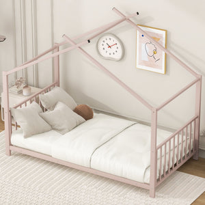Metal House Platform Bed With Modern Design And Durable Frame