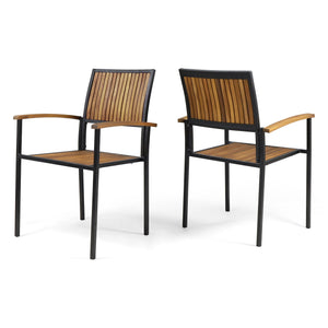 Vermilion - Outdoor Dining Chair With Vertical Slat And Wooden Arm - Best Buy Furniture