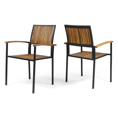 Vermilion - Outdoor Dining Chair With Vertical Slat And Wooden Arm - Best Buy Furniture