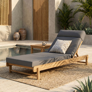 Light Teak Acacia Wood Chaise Lounge Set
