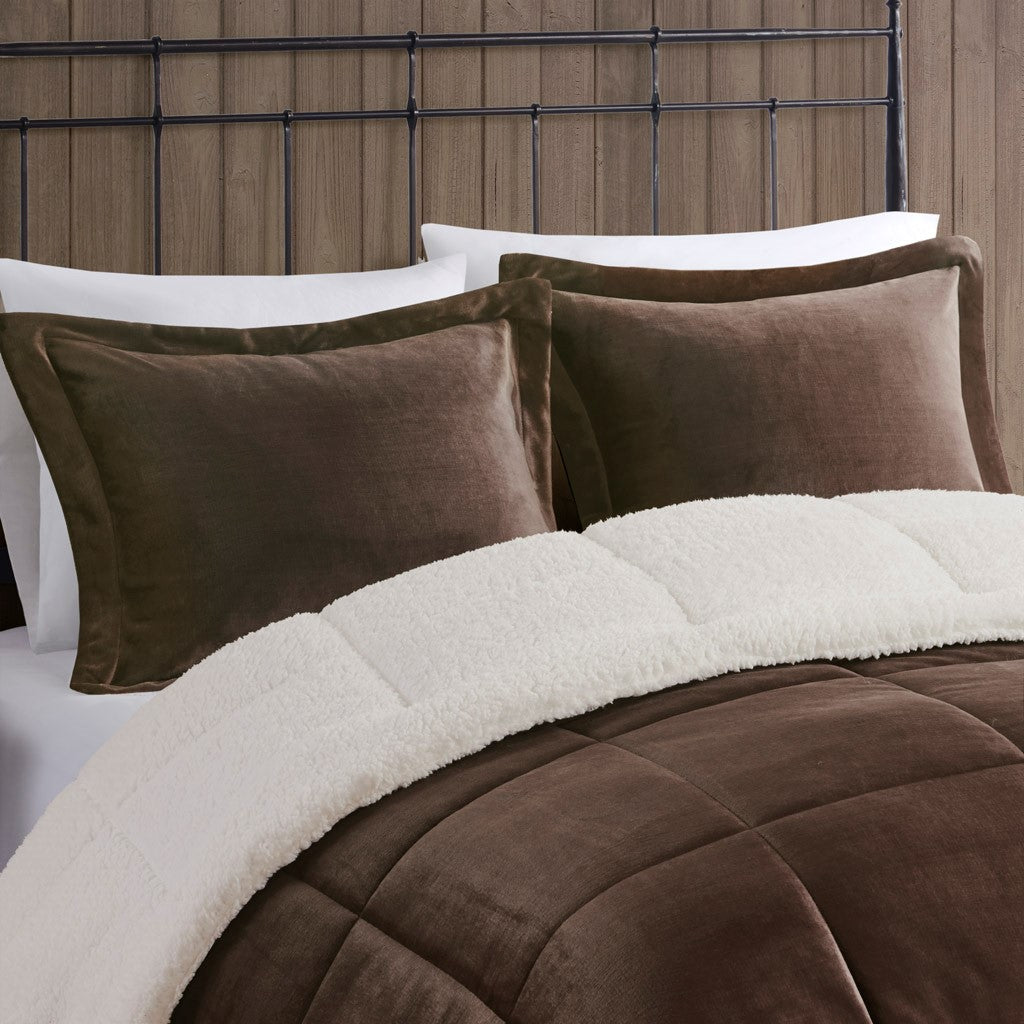Full/Queen Plush to Sherpa Down Alternative Comforter Set