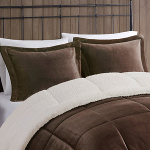 Full/Queen Plush to Sherpa Down Alternative Comforter Set