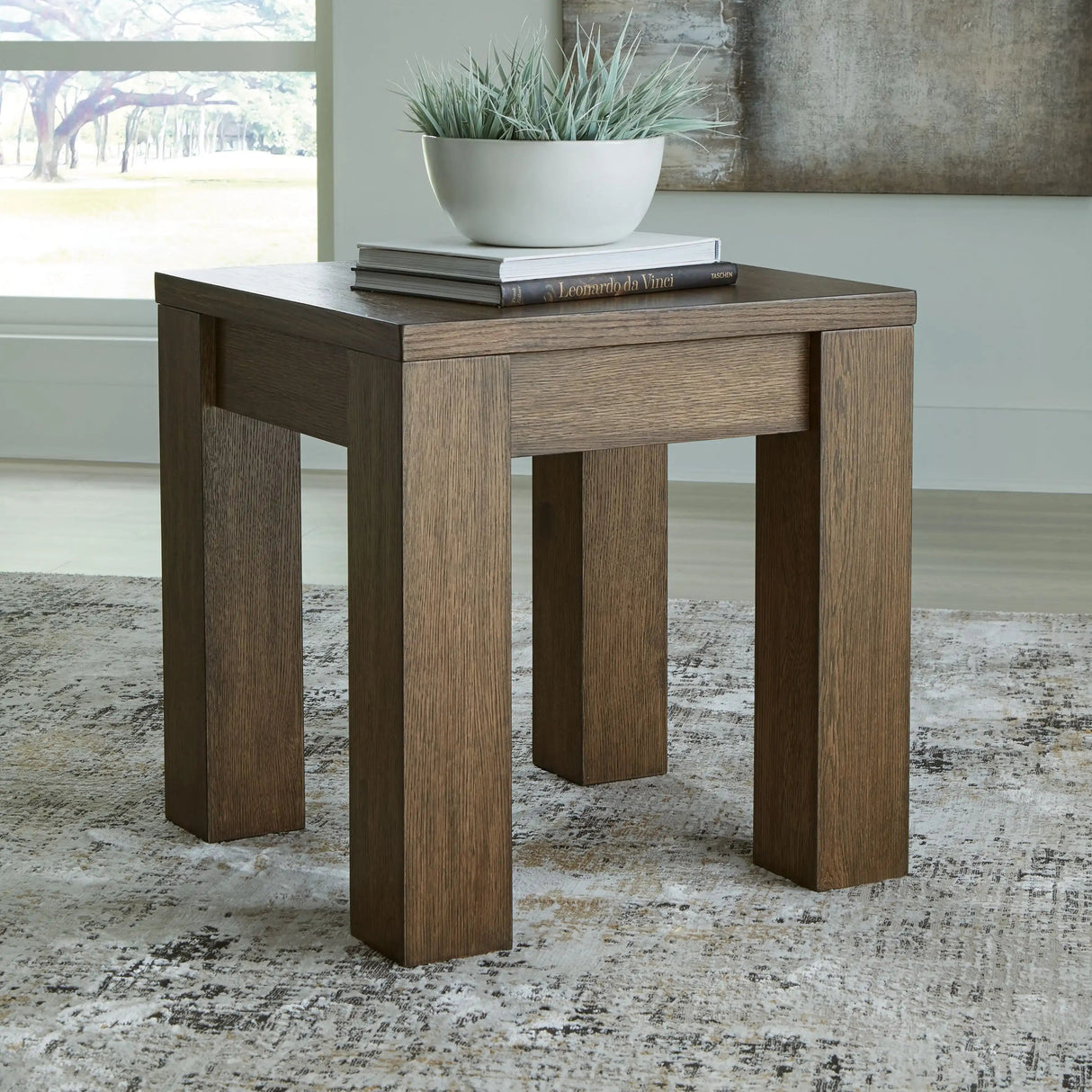 Rosswain - Square End Table - Warm Brown - Best Buy Furniture