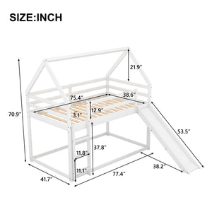 House Shape Bunk Bed With Slide And Ladder