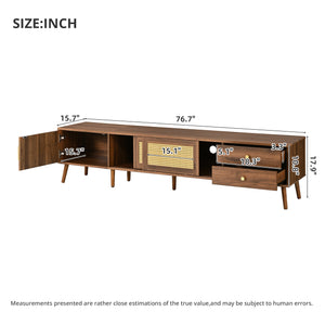 76" Modern Rattan Doors TV Stand