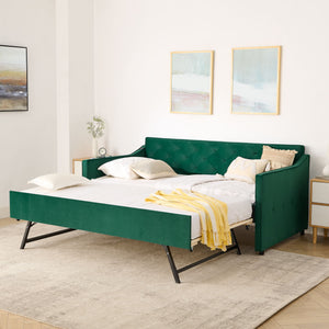 Daybed With Pop Up Trundle And USB Charging Armrest