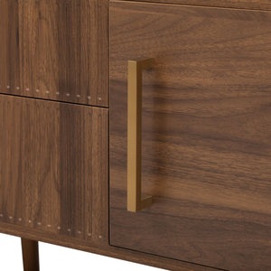 TV Stand With 2 Drawers, Media Console Table For TVs Up To 80'' For Living Room - Walnut