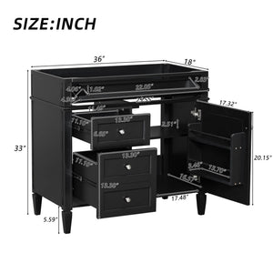 Bathroom Vanity With 2 Drawers And Tip-Out Drawer, Storage Cabinet
